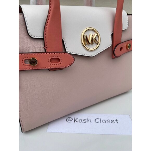 Michael Kors carmen satchel medium purse color block belted saffiano leather - Picture 4 of 10